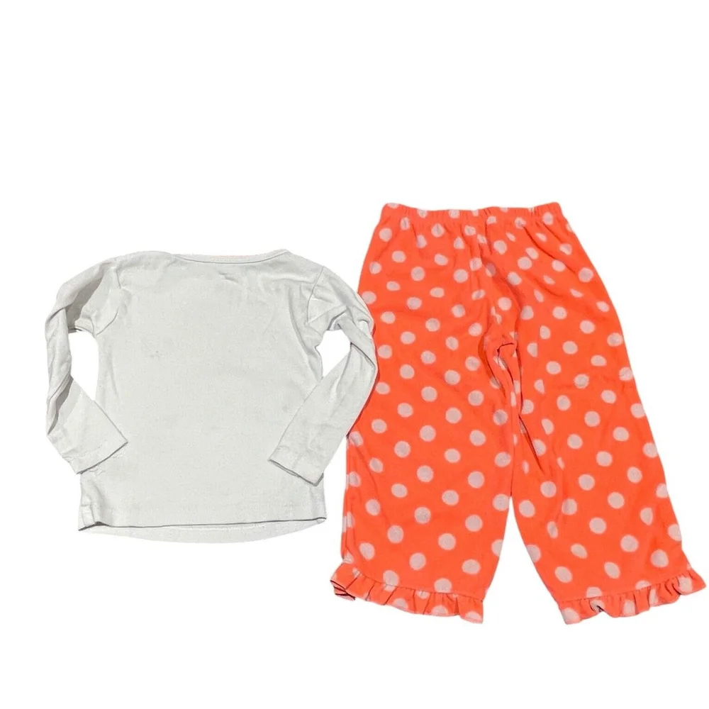 Carter's Baby Girl 2 Piece Pajamas‎ Teacup Monkey & Fleece Polka Dot Pants Sz 2T